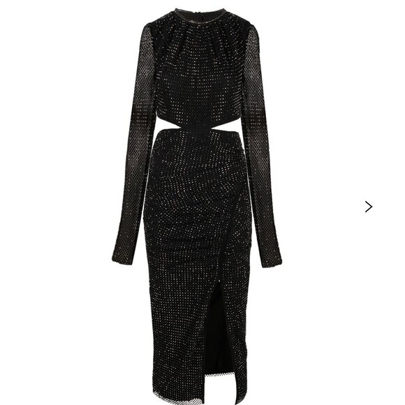 Self-Portrait black studded jersey midi dress (Sm-6) - Picture 1 of 11